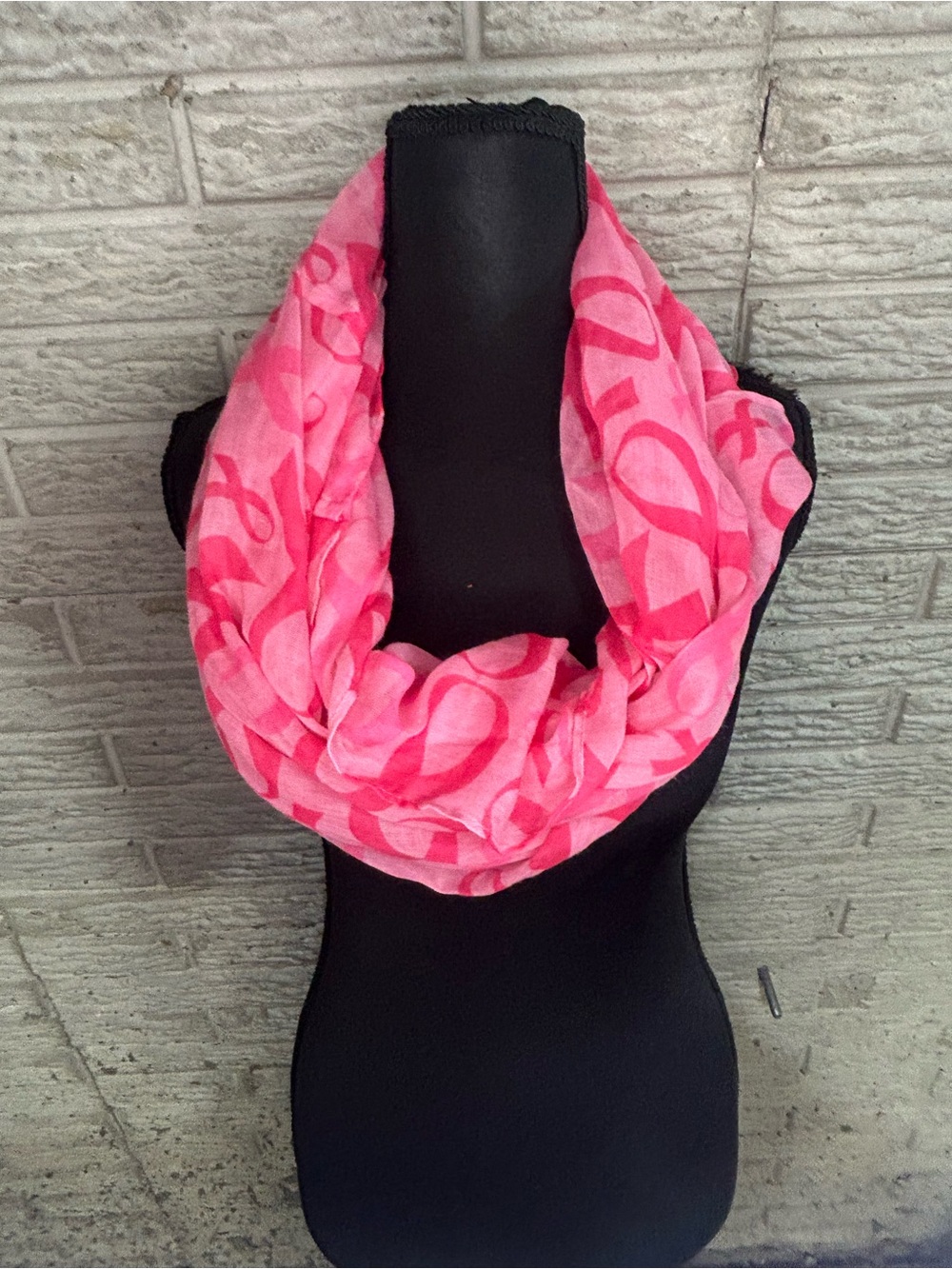Pink Ribbon Infinity Scarf - Lightweight Women’s Accessory Breast Cancer Aware